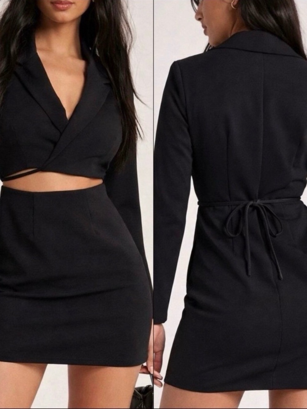 NWT Abercrombie & Fitch Black Blazer Cutout Mini Dress Size Large